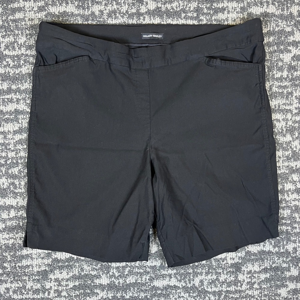 Hilary Radley Black Pull On Shorts Womens 2X Plus High Rise Stretch Pockets